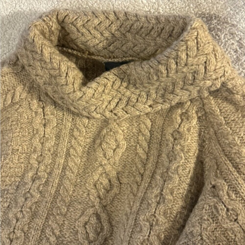 ARAN SWEATER WOLLEN MILLS IRISH MERINO WOOL FISHERMAN CHUNKY - Picture 13 of 13